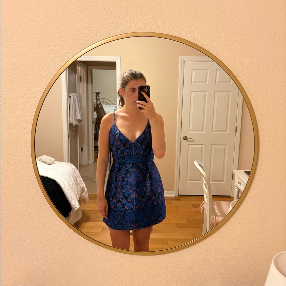 Free people black, blue, and orange mini dress